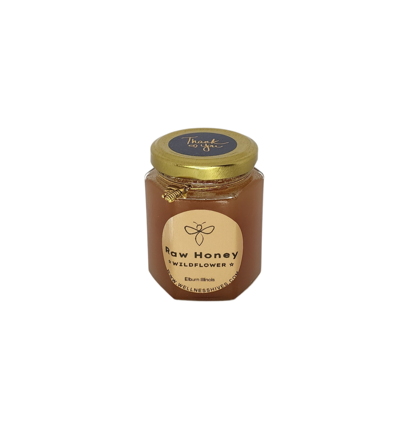 A 10 oz jar of Wildflower Raw Organic Honey